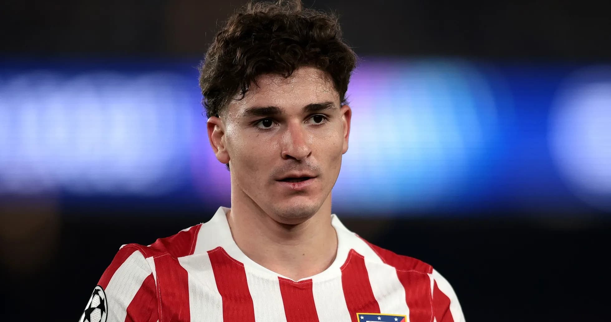 Player in Atletico Madrid jersey during match