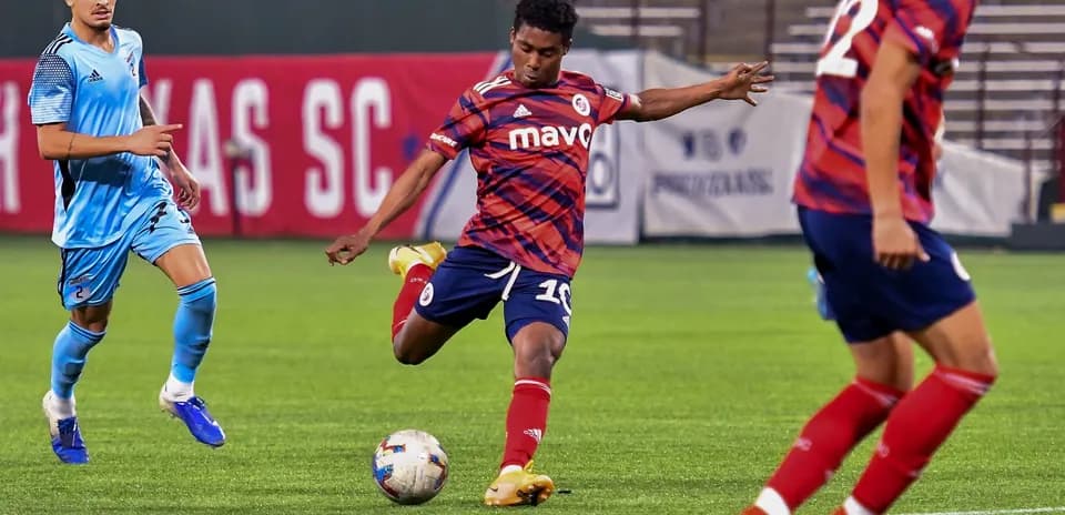 Player kicking ball during Minnesota United II match