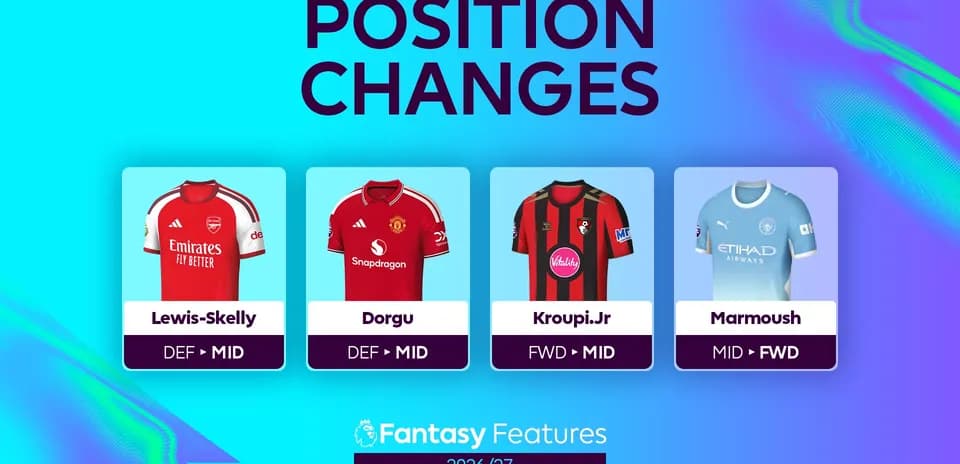Player position changes for Fantasy Football 2026/27
