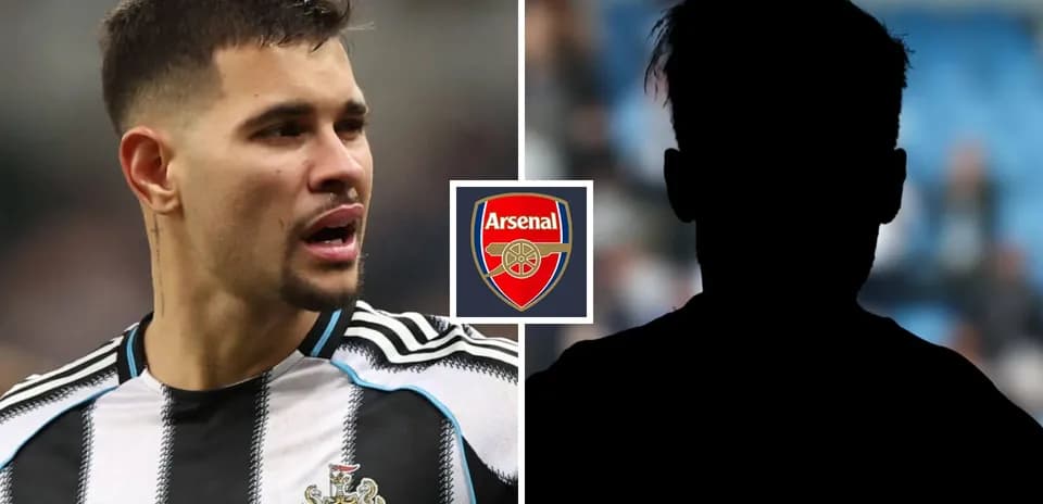 Player speaking with Arsenal logo in background