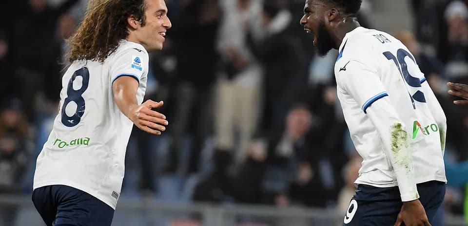 Lazio players celebrating a goal during match