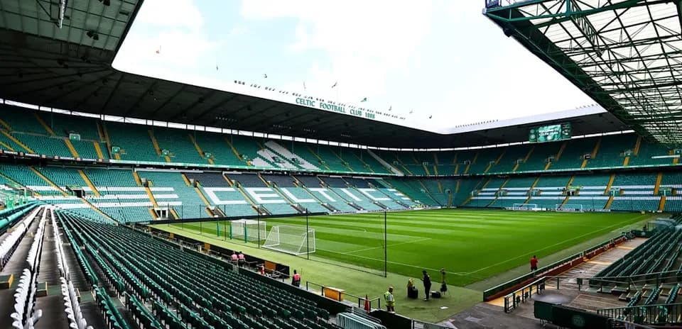 Celtic Park stadium interior with empty seats