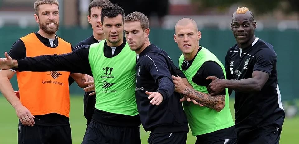 Liverpool players training together in team session