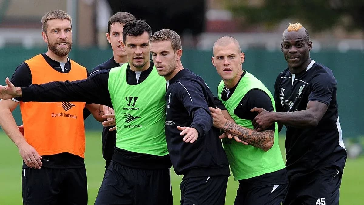 Liverpool players training together in team session