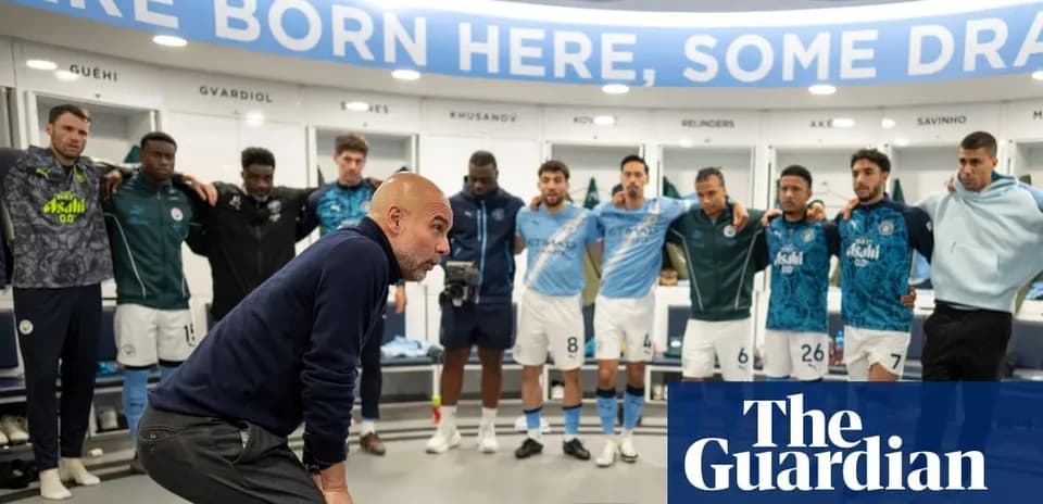 Manager addressing players in locker room before match