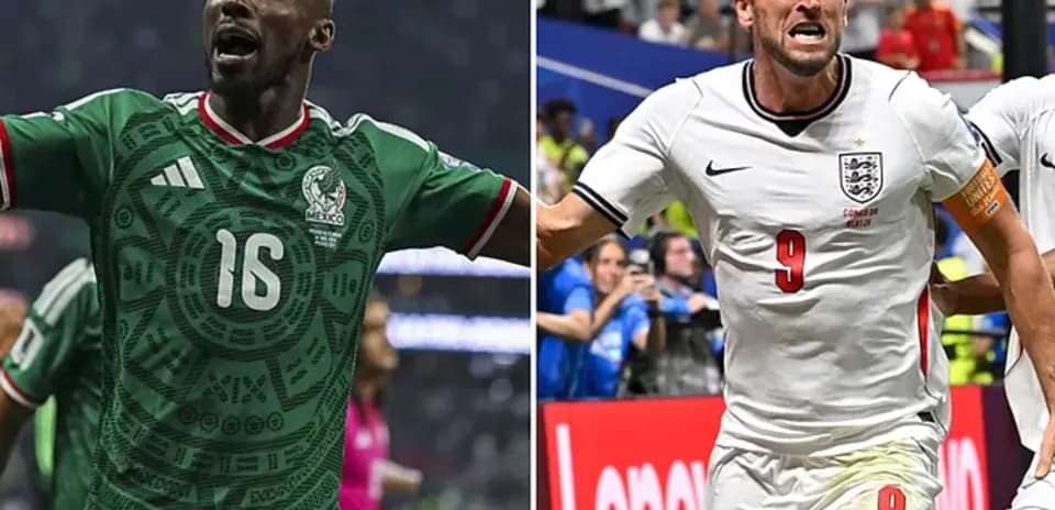 Mexico and England players celebrating goals