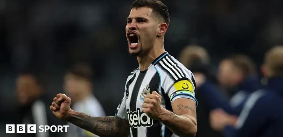 Newcastle player celebrating passionately after match