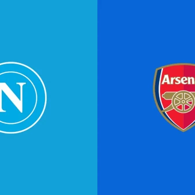 Logos of Napoli and Arsenal football clubs