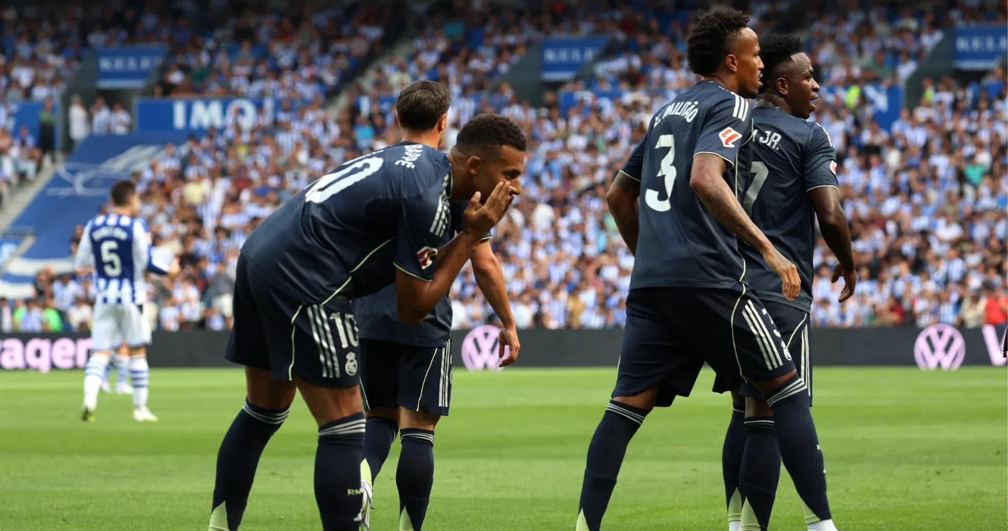 Real Sociedad players celebrating a goal