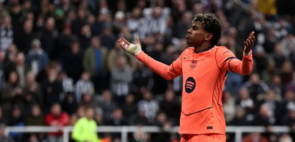 Barcelona goalkeeper reacting during UEFA match