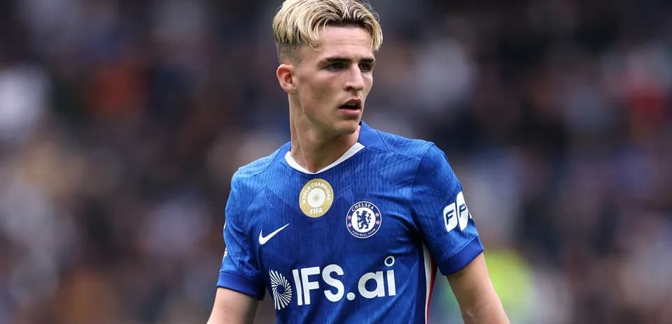Chelsea player during match with focused expression