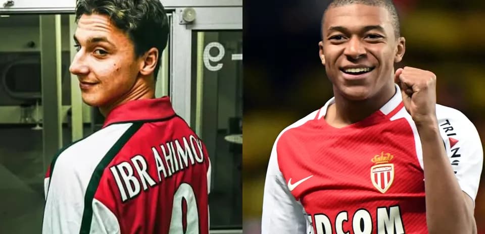 Two football players in jerseys, one smiling