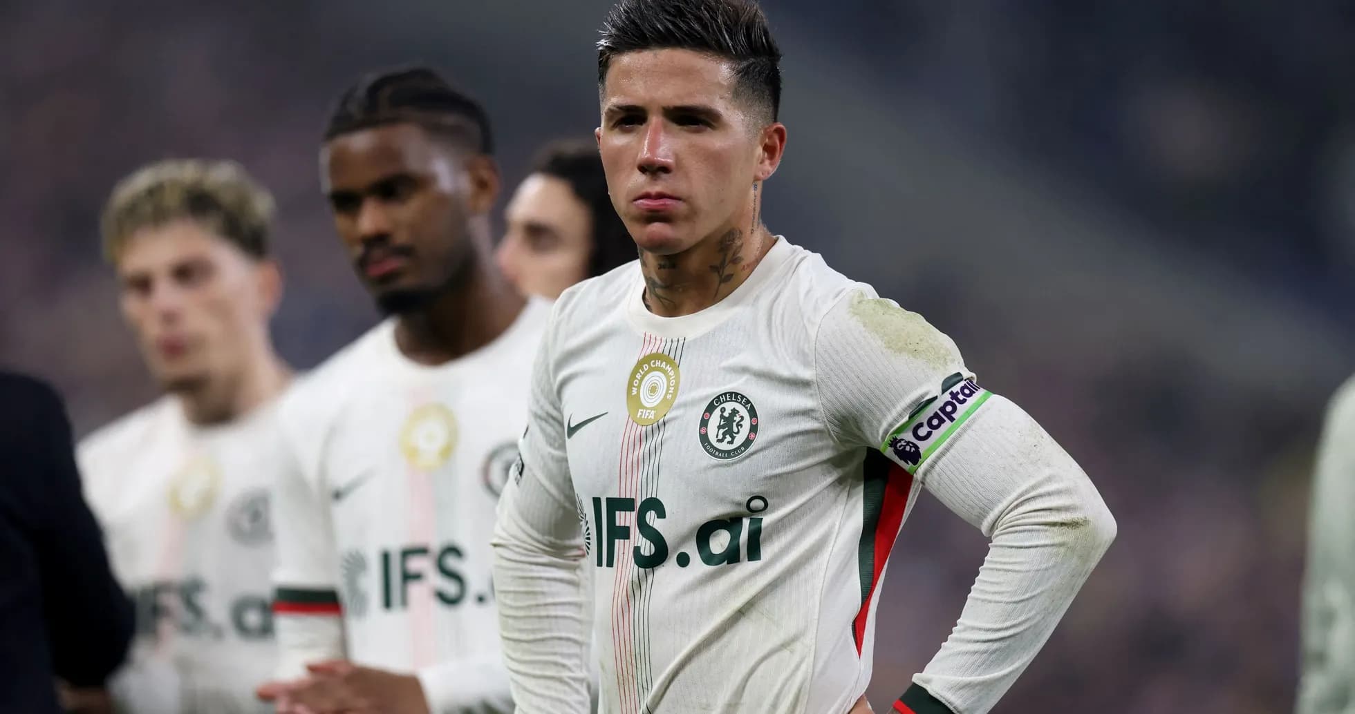 Chelsea player with captain's armband during match