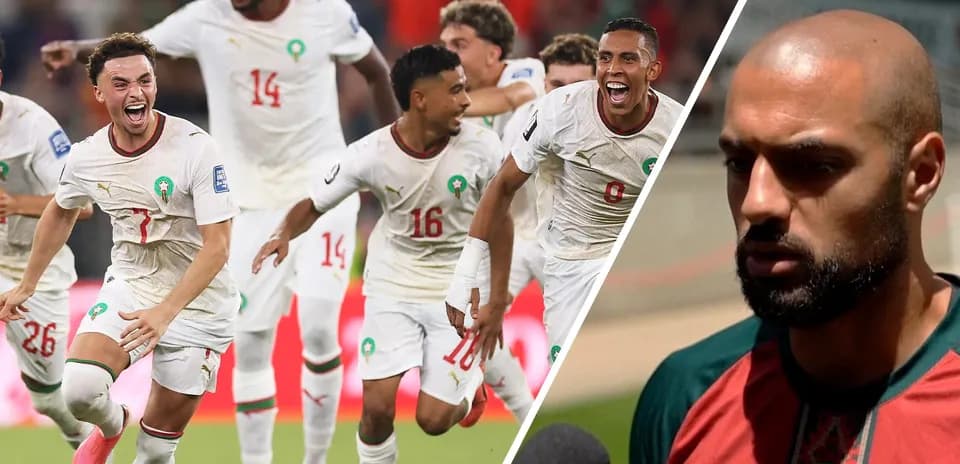 Morocco players celebrating during World Cup match