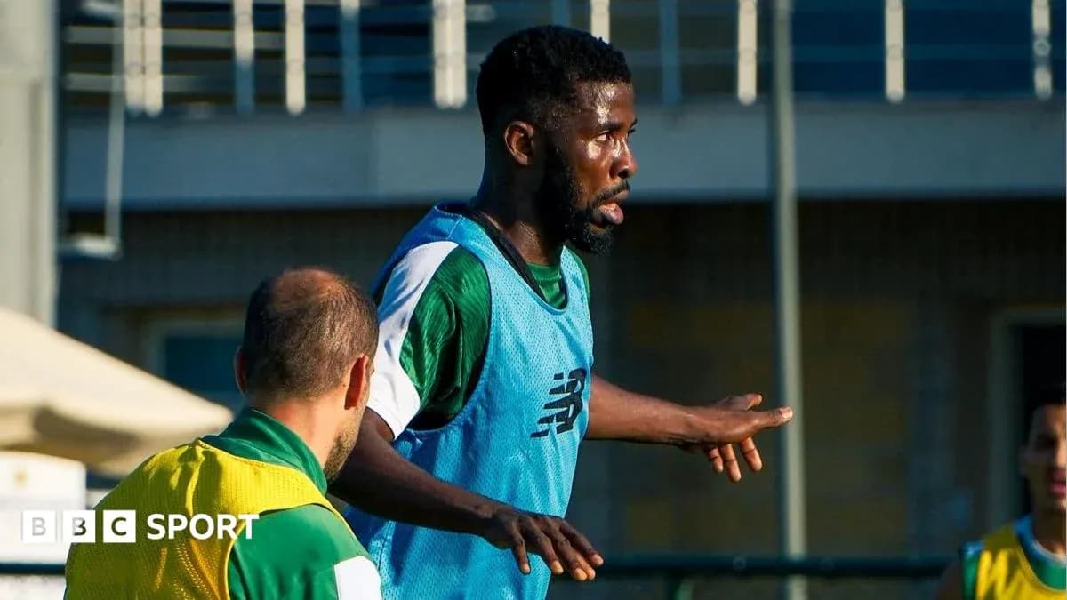 Player training during football practice session