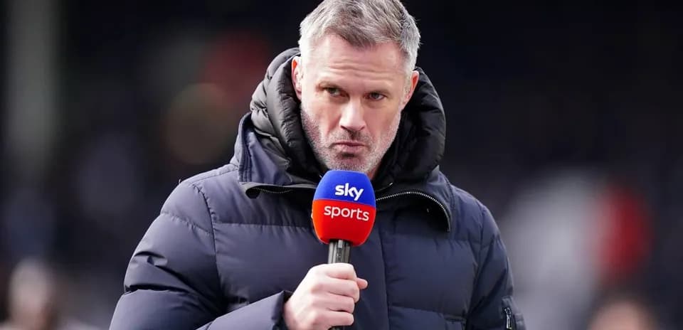 Presenter speaking into microphone on sports broadcast