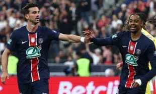 PSG players celebrating after scoring a goal