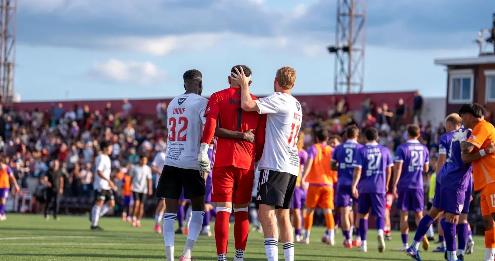Players celebrating after USL League One match