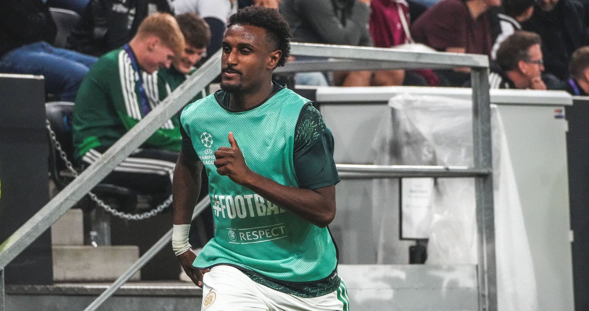 Player warming up on the sidelines before match