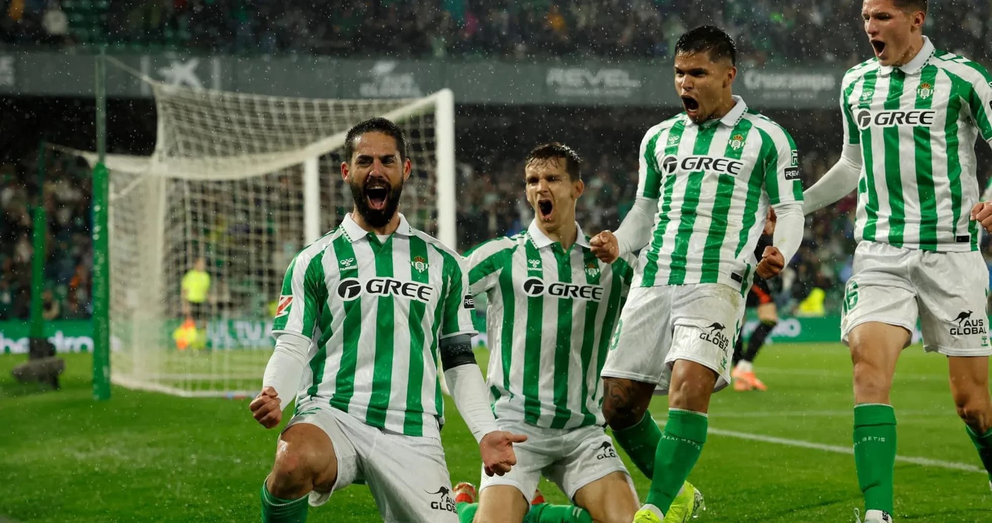 Real Betis players celebrating a goal