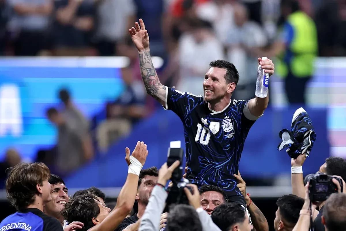 Player celebrating with teammates after winning match