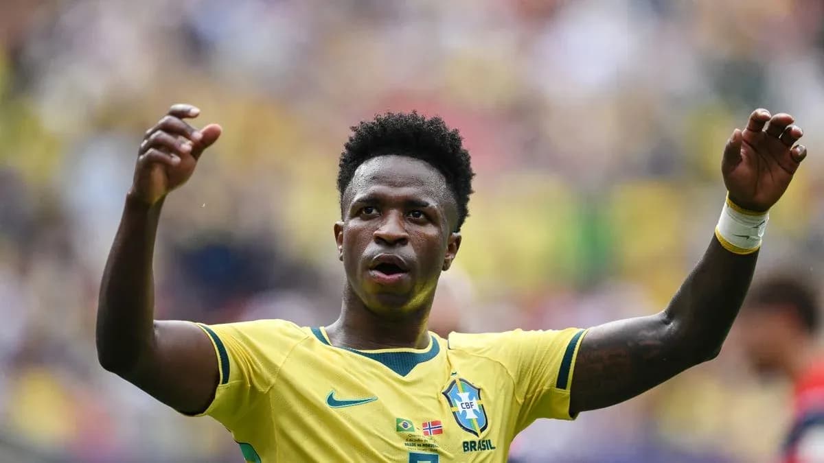 Player celebrating in Brazil national team jersey