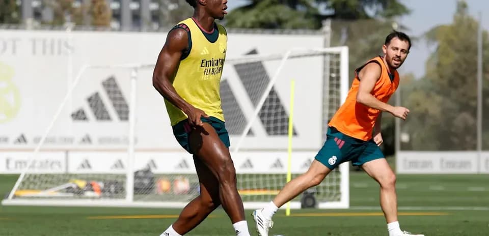 Two players training at Real Madrid practice session