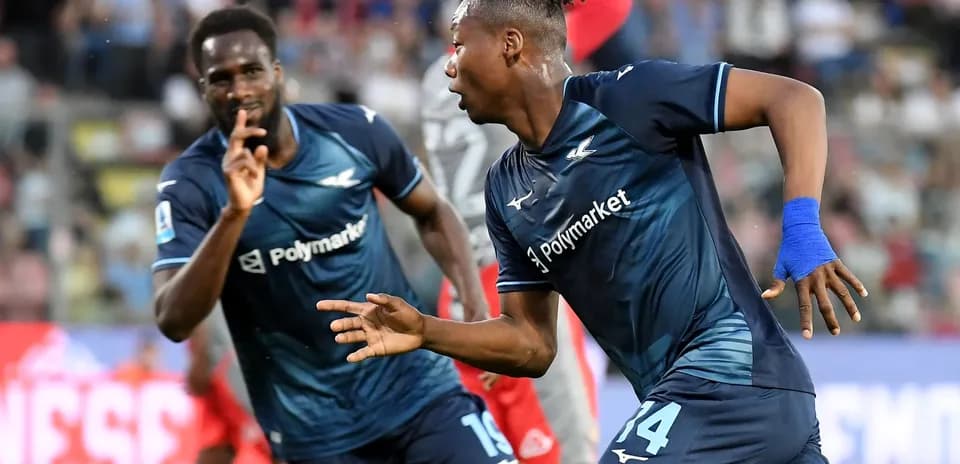 Lazio players celebrating a goal during match