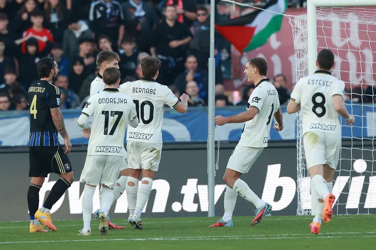 Players celebrating goal during Parma vs Pisa match