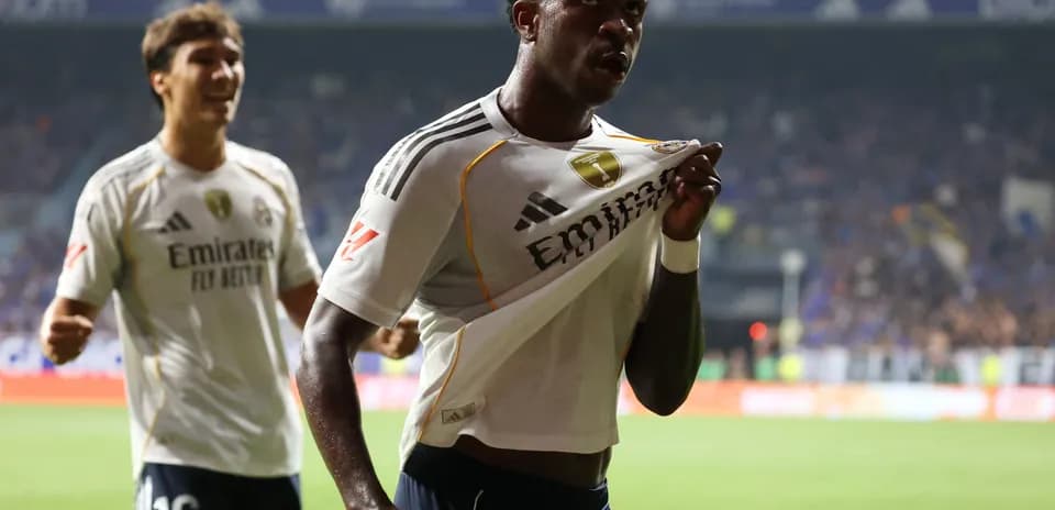 Vinícius Júnior celebrating goal for Real Madrid