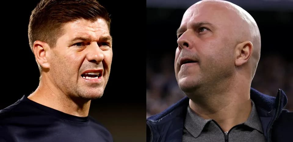 Two football managers engaged in intense discussion