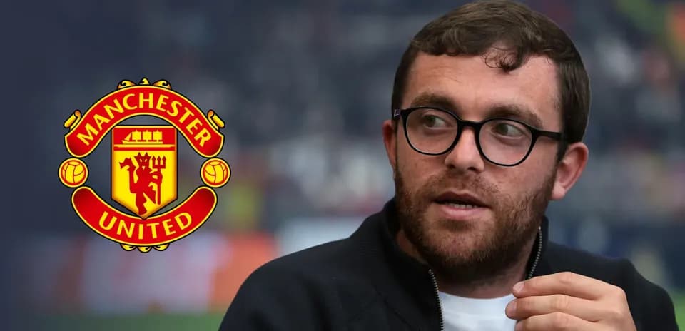 Person discussing football with Manchester United logo