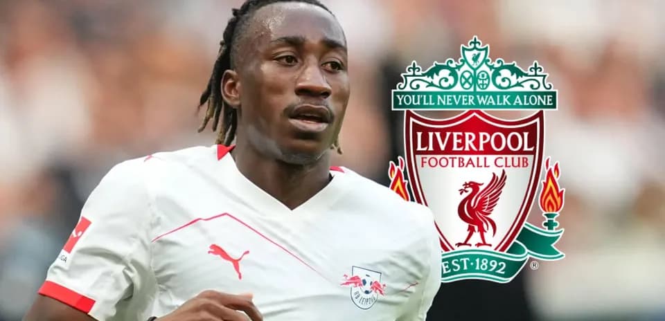 Player in RB Leipzig kit with Liverpool logo