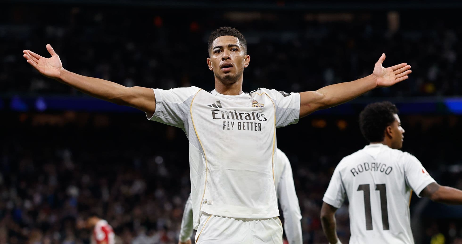 Player celebrating during Real Madrid match