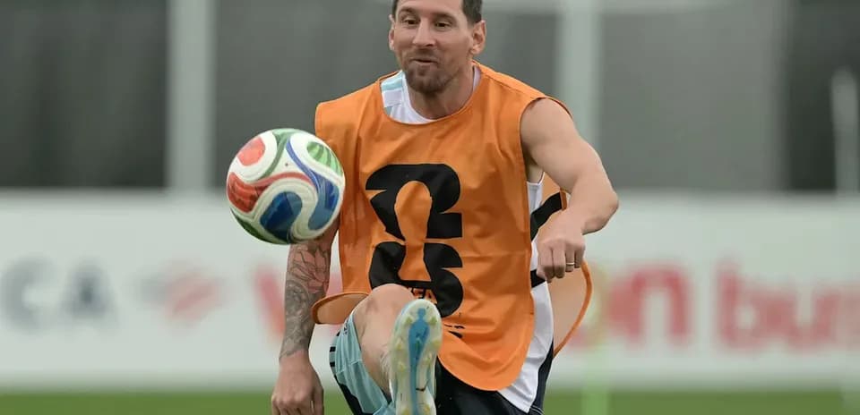 Player controlling a soccer ball during training session