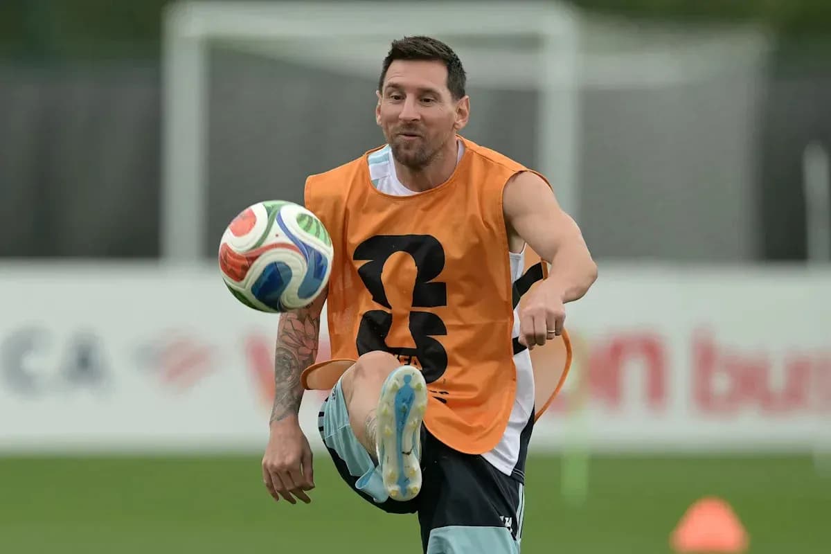 Player controlling a soccer ball during training session