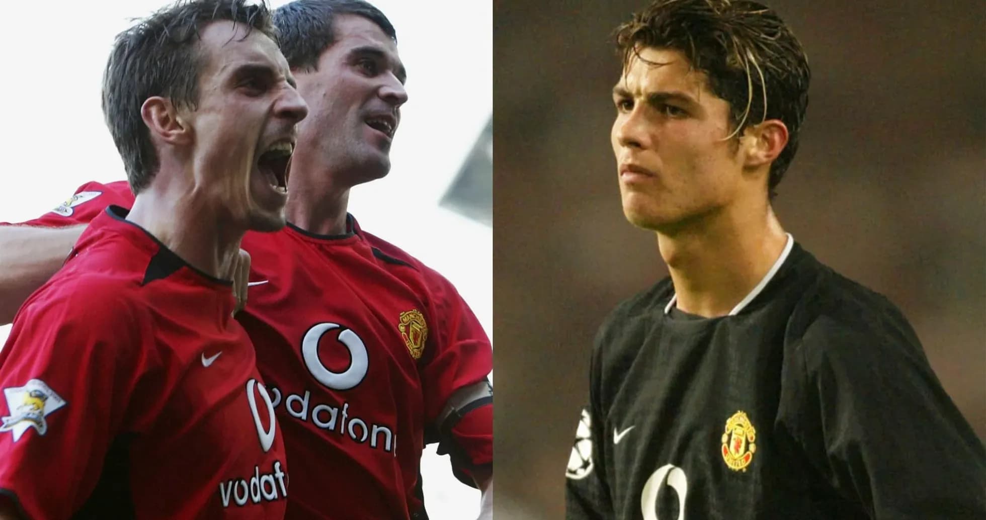 Two Manchester United players celebrating a goal