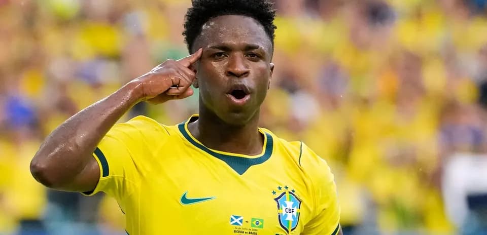 Player celebrating with hand gesture on field