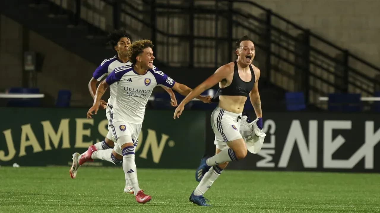 Orlando City II players celebrating a goal