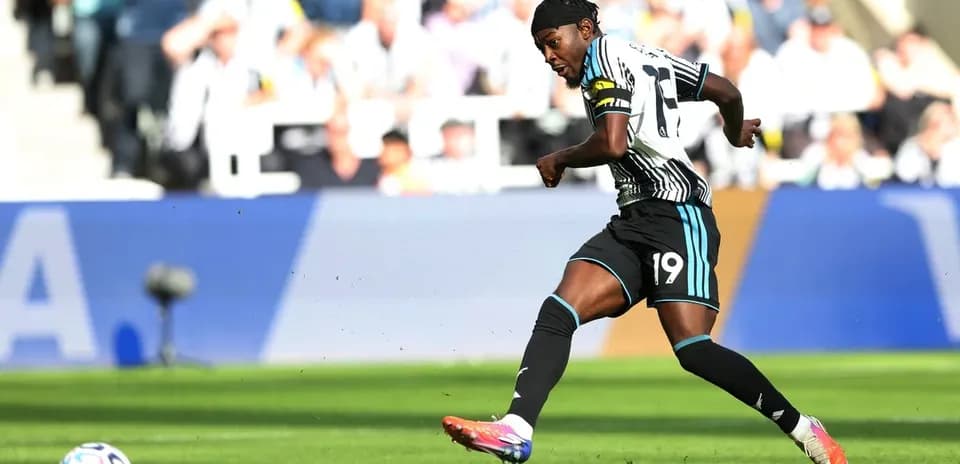 Newcastle player striking ball during match