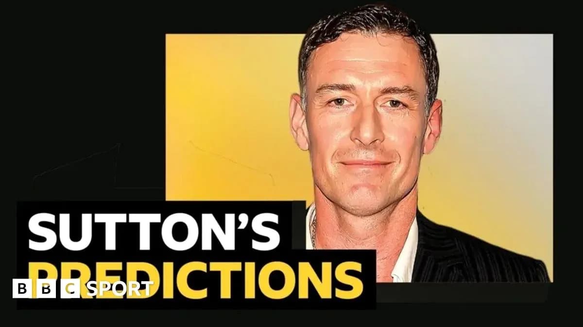 Man presenting Sutton's predictions for sports events