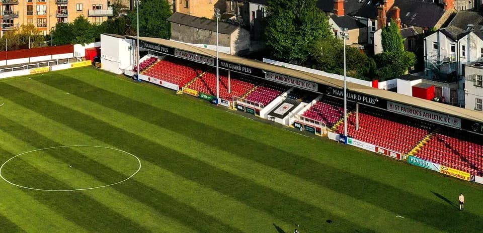 Aerial view of St Patrick's Athletic FC stadium