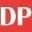 Red background with white letters 'DP'