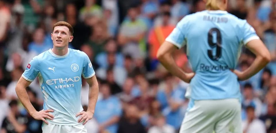 Manchester City players on the pitch during match