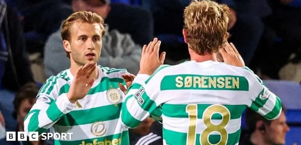 Celtic players celebrating during a match