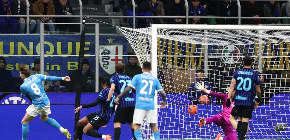 Goalkeeper saves penalty during Inter vs Napoli match