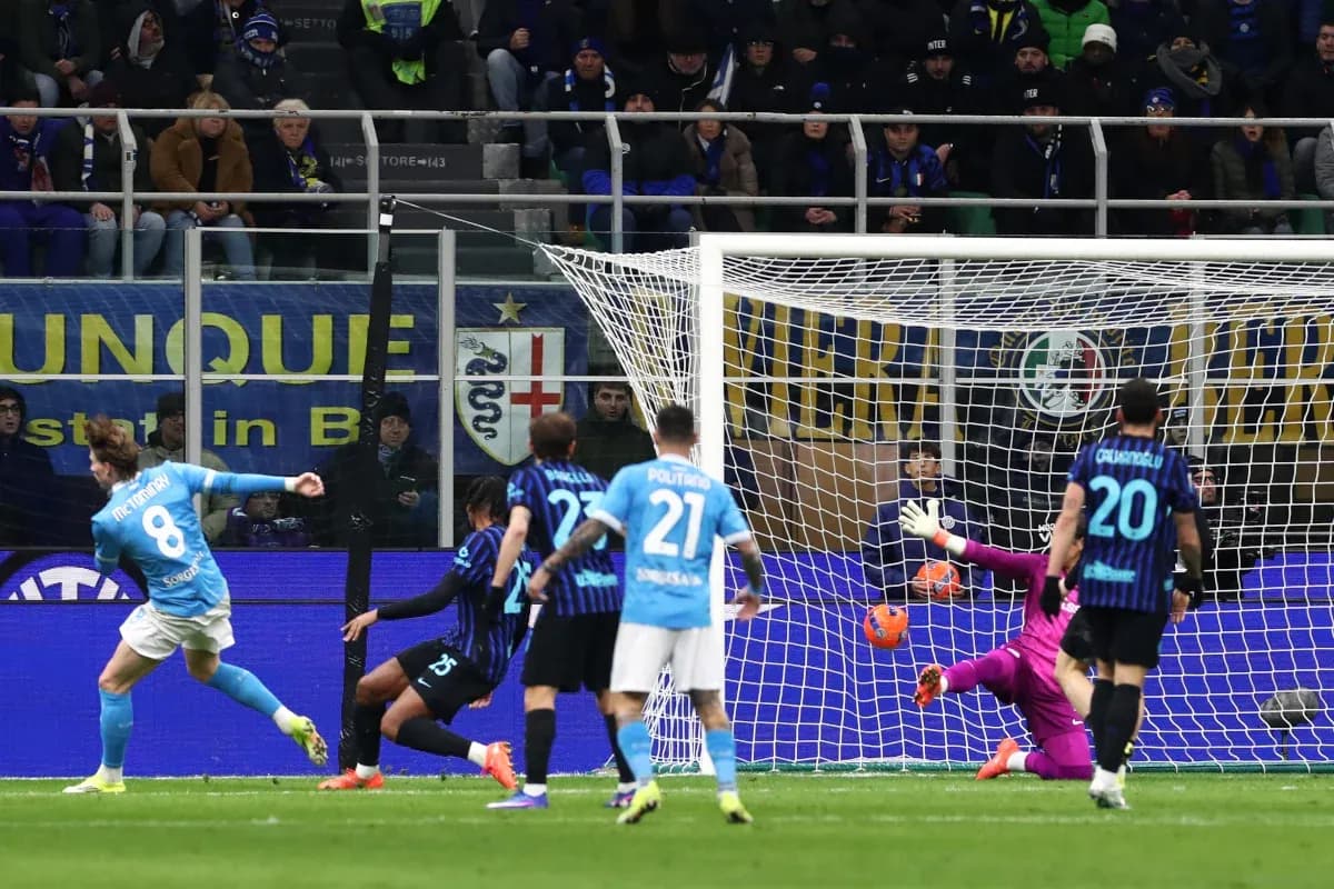 Goalkeeper saves penalty during Inter vs Napoli match