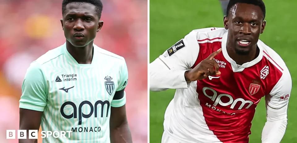 Two AS Monaco players in different kits during match