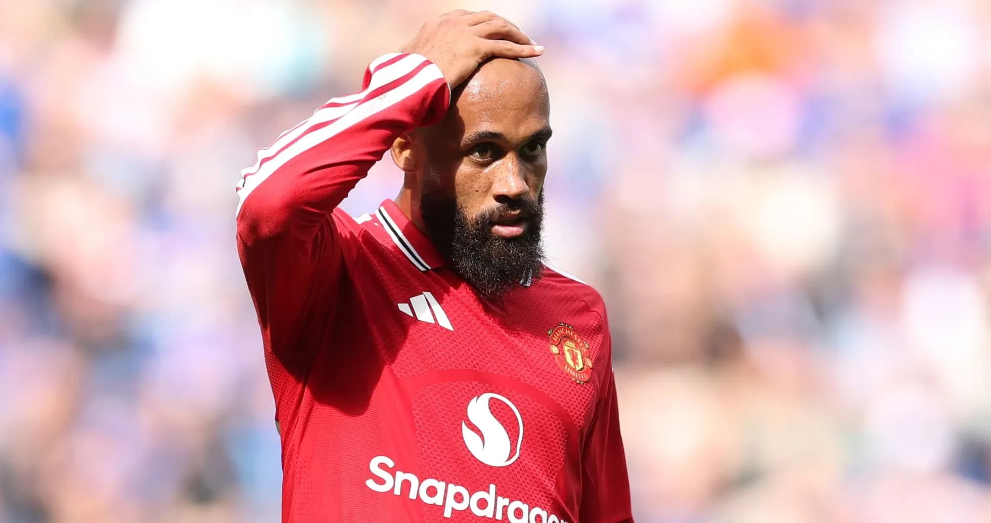 Player in Manchester United jersey during match