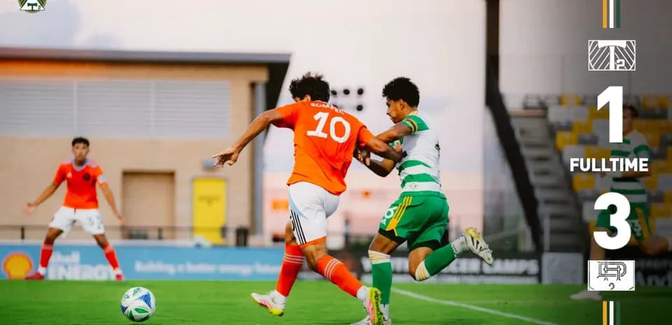Portland Timbers II player in action against Houston Dynamo FC II